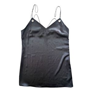 TopShop Mini Slip Dress Silver Rivet Hardware Womens 10 Black
